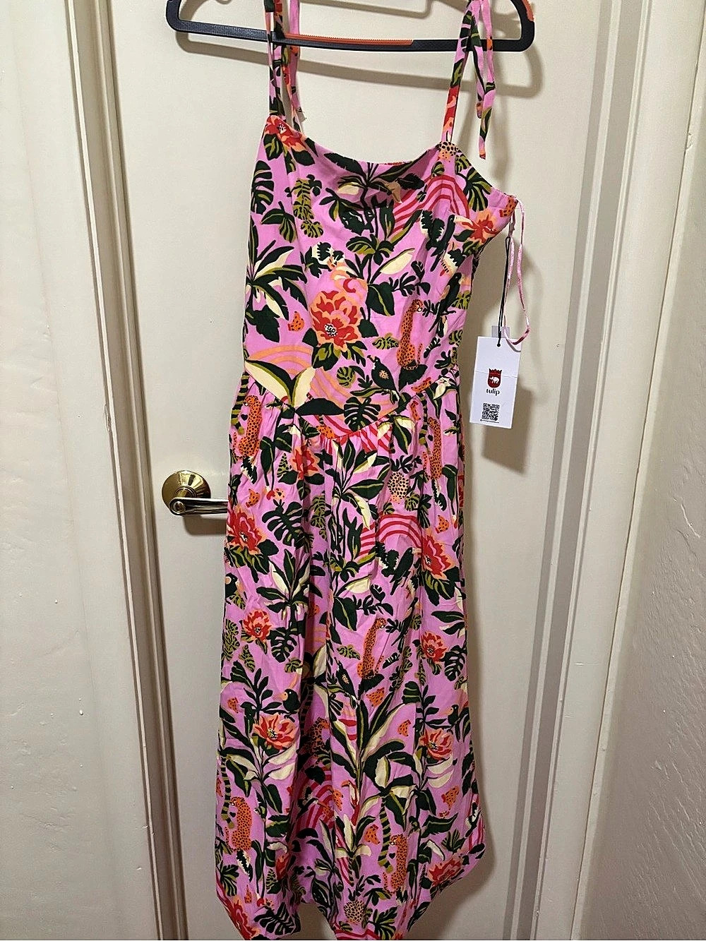 NWT Floral Pink/Green Cheetah Maxi Dress